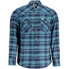 Wrangler Skjortor Wrangler Flannel Western Skjorta Med Italiensk Krage - Blå