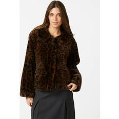 Leopard Jackor Neo Noir Melodie Leo Faux Fur Jacket - Dark Brown