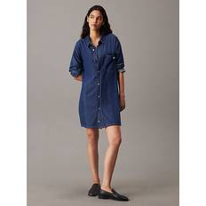 Calvin Klein Dam Klänningar Calvin Klein Belted Denim Shirt Dress - Mid Blue