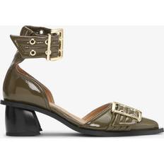 Heels & Pumps Ganni Feminine Buckle Open Cut Pumps - Military Olive/Green