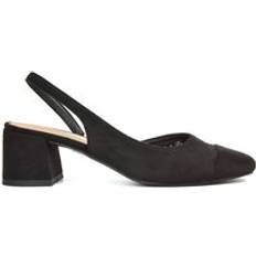 XY London Slingback Block Heel Court Shoes - Jet Black