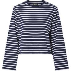Pieces Shoulderpaded Striped Top