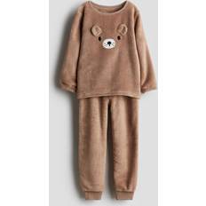 Round Night Garments H&M Appliquéd Pile Pyjamas - Beige