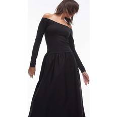 Mango Midi Dress Dresses Mango Bardot Drop Waist Midi Dress - Black