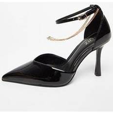 Quiz Faux Leather Court Heels - Black