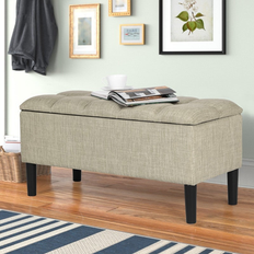 Furniture Adeco Upholstered Modern End of Bed Large Storage Bench