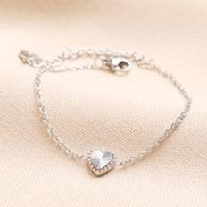 Lisa Angel Stainless Steel Tiny Antiqued Heart Bracelet - Silver