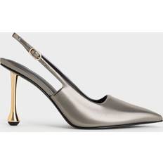 Charles & Keith Metallic Sculptural-Heel Pointed-Toe Pumps