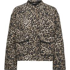 Leopard Jackets Only Quilted Jacket In Leopard Print - Brown