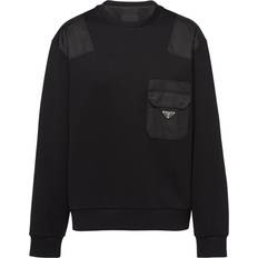 Nylon - Sweatshirts Jumpers Prada Cotton Sweatshirt with Re-Nylon - Black