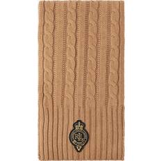 Ralph Lauren Crest-Patch Cable Knit Oblong Scarf - Tan