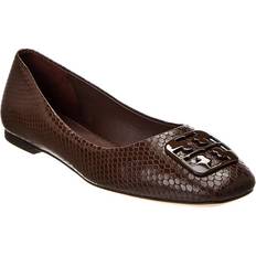 Brown - Leather Ballerinas Tory Burch Georgia Embossed Leather Ballet Flat
