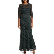 Eliza J Lace Bateau Neck Mermaid Gown - Hunter