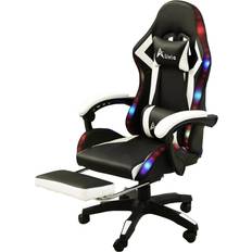 Alivio (White) 360 Degree Swivel LED Gaming Chair with Footrest