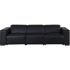 Footrest - Leather Sofas Hokku Designs Luxurious Genuine Leather Power Reclining Black Sofa 110" 3 Seater