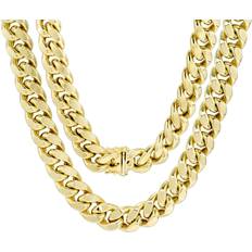 Gold - Men Necklaces Nuragold Thick Miami Cuban Link Chain Necklace 11mm - Gold