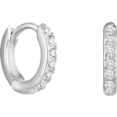 Mini Hoop Earrings - Silver/Transparent