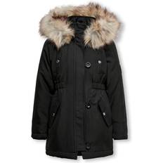 Kapuze mit Fell Jacken Only Kid's Kogiris Long Parka Jacket - Black