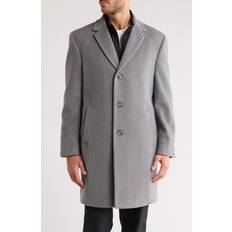 Long - Men Coats Nautica Wool Blend Top Coat - Light Grey