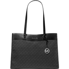 Michael Kors Silver Totes & Shopping Bags Michael Kors Jet Set Travel Large Signature Logo Pocket Tote Bag - Black