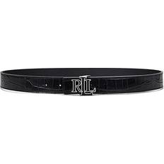 Lauren Ralph Lauren Belts Lauren Ralph Lauren Logo Reversible Croc-Embossed Belt - Black