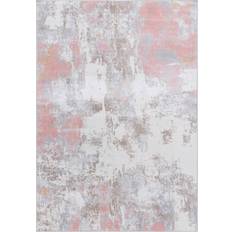 Pink and white rug Safavieh Bayside Machine Washable Beti Modern Pink, Gray, White 79x108"