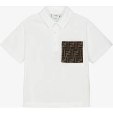 Fendi Boys Cotton Ff Pocket Polo Shirt - White