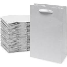 Prime-Line White Gift Bags with Handles 6x3x9 50 Pack