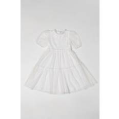 Coast Puff Sleeve Tiered Tulle Flowergirl Dress - Ivory