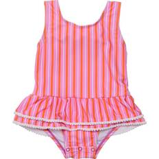 Pink Swimsuits Children's Clothing Snapper Rock Sustainable Sleeveless Ruffle Waist Skirt - Stripy Sunset