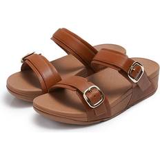 Skinn Slippers Fitflop Adjustable Leather Slides - Light Tan