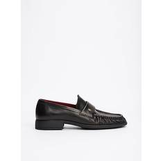 Tommy Hilfiger Low Shoes Tommy Hilfiger TH Monogram Leather Pleated Loafers - Black