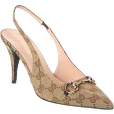 Canvas Heels & Pumps Gucci Horsebit Gg Canvas Slingback Pump