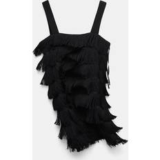 Dorothee Schumacher Punto Milano Dress with Allover Fringe - Black