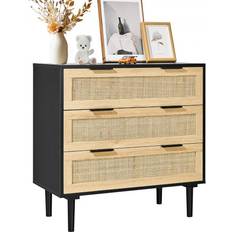 VEVOR Natural Rattan Closet Dresser 3 Drawers Chest of Drawer