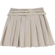 Imperial Plissert Ensfarget Miniskjørt - Beige