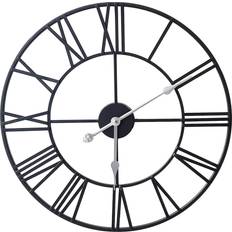 Klass Home Collection Silent Non Ticking Roman Numerals Black Wall Clock 60cm