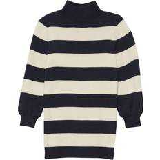 Kleider s.Oliver Striped Knit Dress with Stand Up Collar - Navy