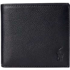 Pebbled Leather Billfold Coin Wallet - Black