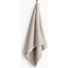 H&M Stribet 70 x 140 Badehåndklæde Beige (140x70cm)