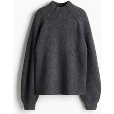 H&M Turtleneck Sweaters H&M Rib-Knit Mock Turtleneck Sweater - Gray