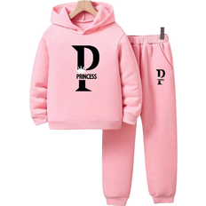 Mädchen Sonstige Sets Shein 2pcs/Set Tween Girls' Letter Pattern Sweatshirt And Drawstring Pants Outfit