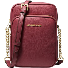 Michael Kors Jet Set Travel Medium Pebbled Leather Crossbody Bag - Oxblood