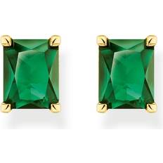 Thomas Sabo Gold Plated Green Stone Earrings - Gold Plated Green