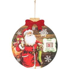 Kurt Adler Brown and Red Santa Advent Calendar Christmas Plaque