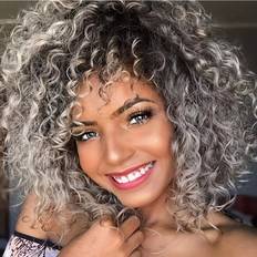 Silver Wigs Temu Elegant Ombre Silvery Afro Curly Wig