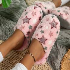 Temu Star Pattern Casual Slip On Slippers - Plush Lined