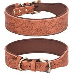 Pets Temu Embossed Leather Dog Collar 1pc