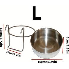 Pets Temu Stainless Steel Hanging Dog Bowl with Clamp Holder