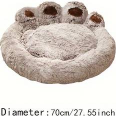 Pets Temu Luxury Faux Fur Pet Bed With Design